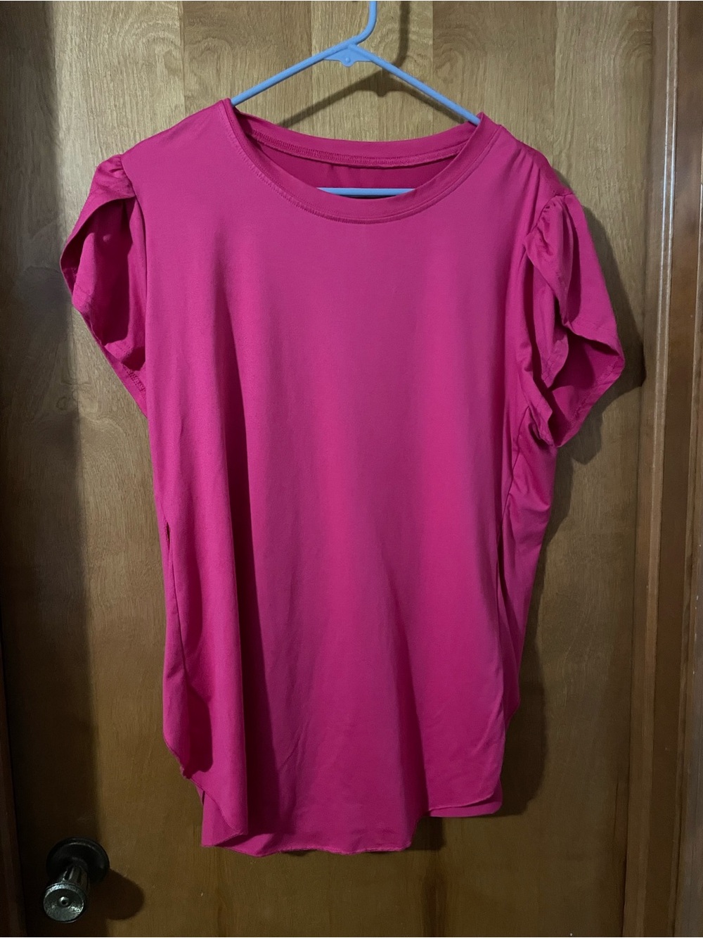 SHEIN Hot Pink Puff-Sleeve Short Sleeve Tee